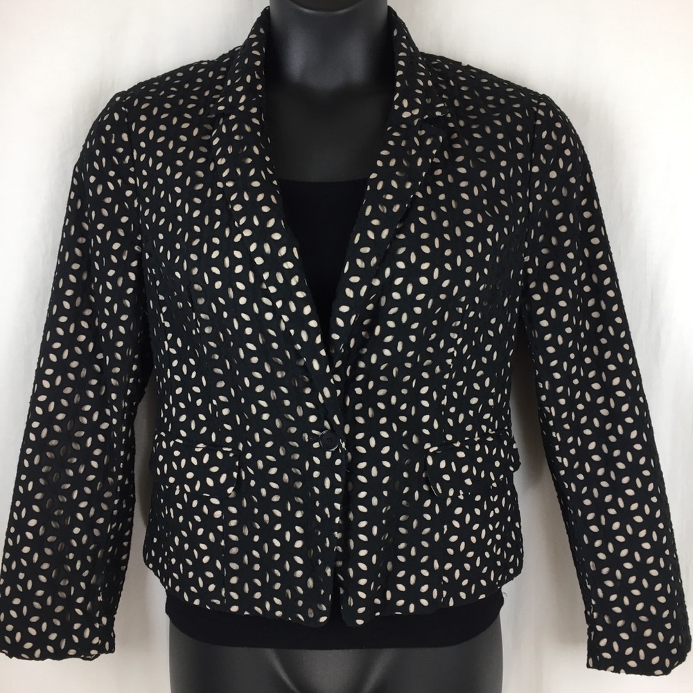 LOFT Black Eyelet over Beige Blazer Jacket EP9